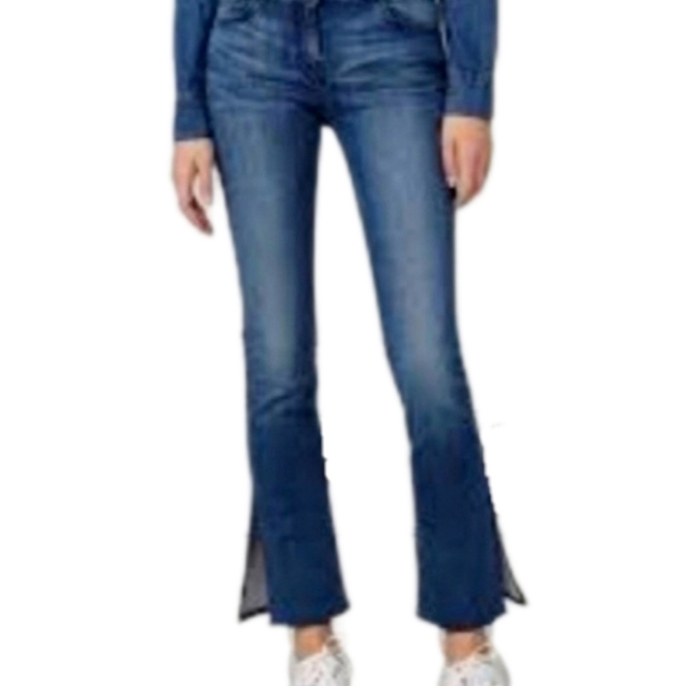 Michael Kors Flared Slit Hem Dark Wash Jeans